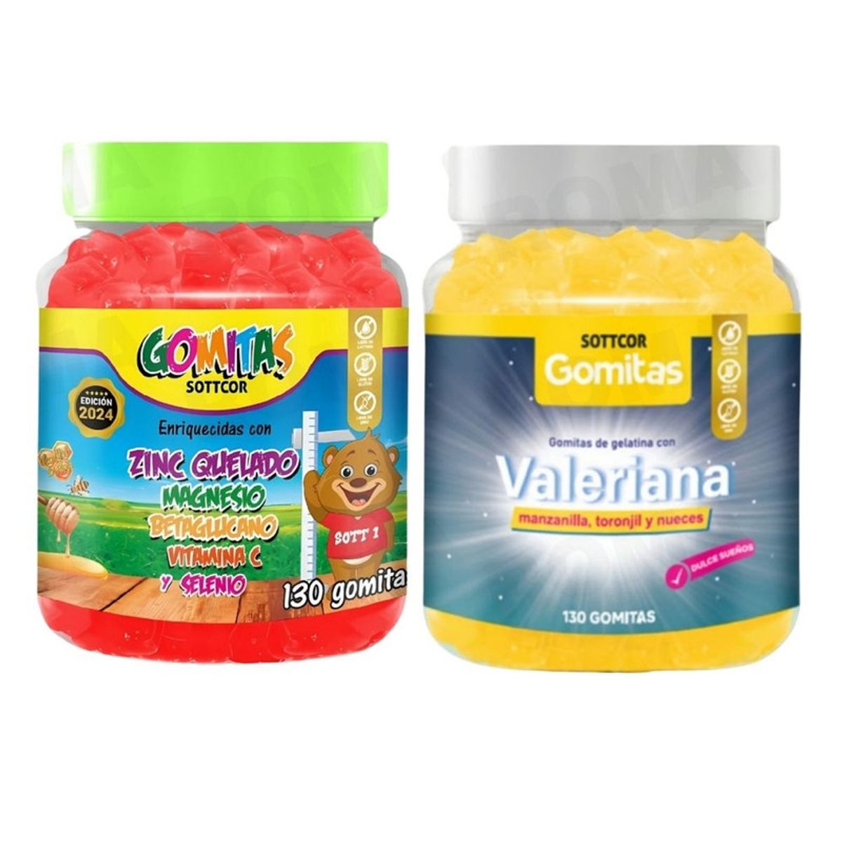 GENERICO - PACK 2 GOMITAS ZINC QUELADO NIÑOS  + GOMITAS VALERIANA ADULTOS 260 UND