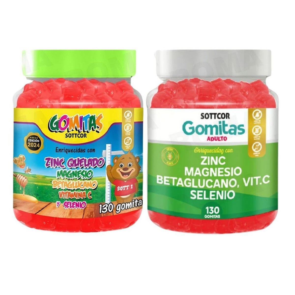GENERICO - PACK 2 GOMITAS ZINC QUELADO NIÑOS  + ZINC ADULTO 260 UND