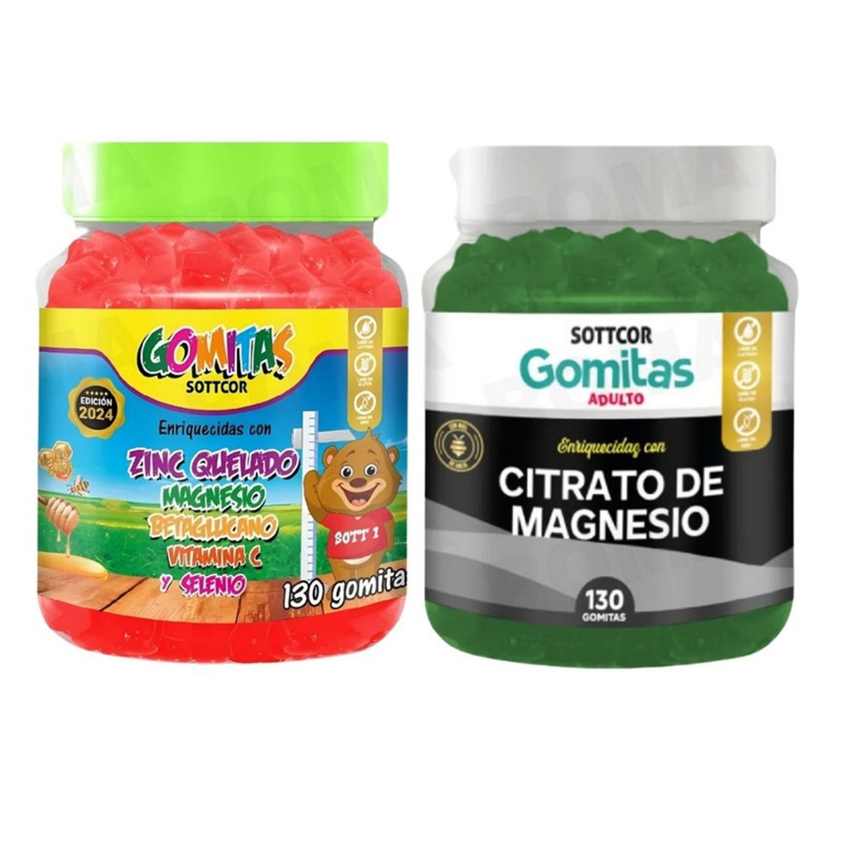 GENERICO - PACK 2 GOMITAS ZINC QUELADO NIÑOS  + CITRATO DE MAGNESIO ADULTO 260UND