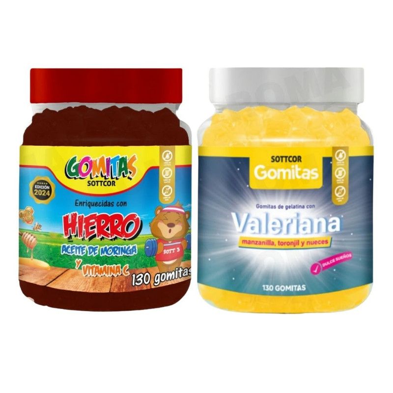 GENERICO - PACK 2 GOMITAS HIERRO NIÑOS  + GOMITAS VALERIANA ADULTOS 260 UND
