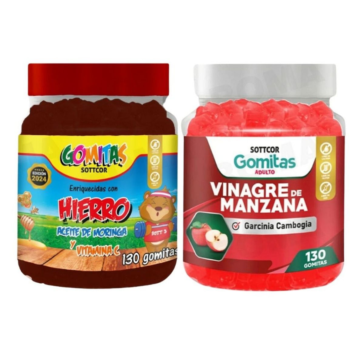 GENERICO - PACK 2 GOMITAS HIERRO NIÑOS  + VINAGRE DE MANZANA 130 UND