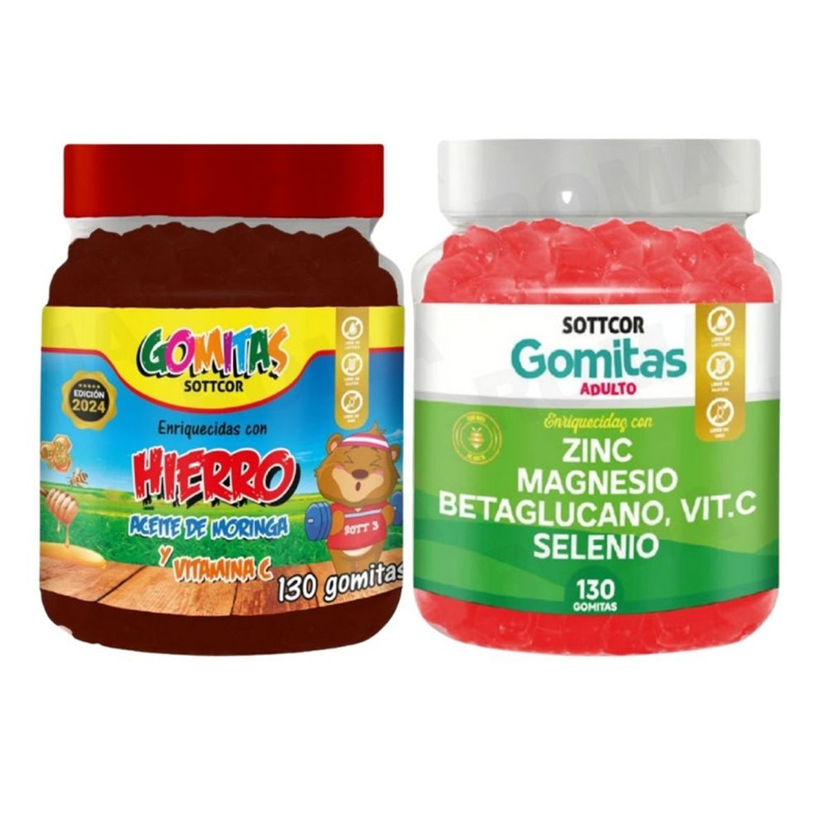 GENERICO - PACK 2 GOMITAS HIERRO NIÑOS  + ZINC ADULTO 260 UND