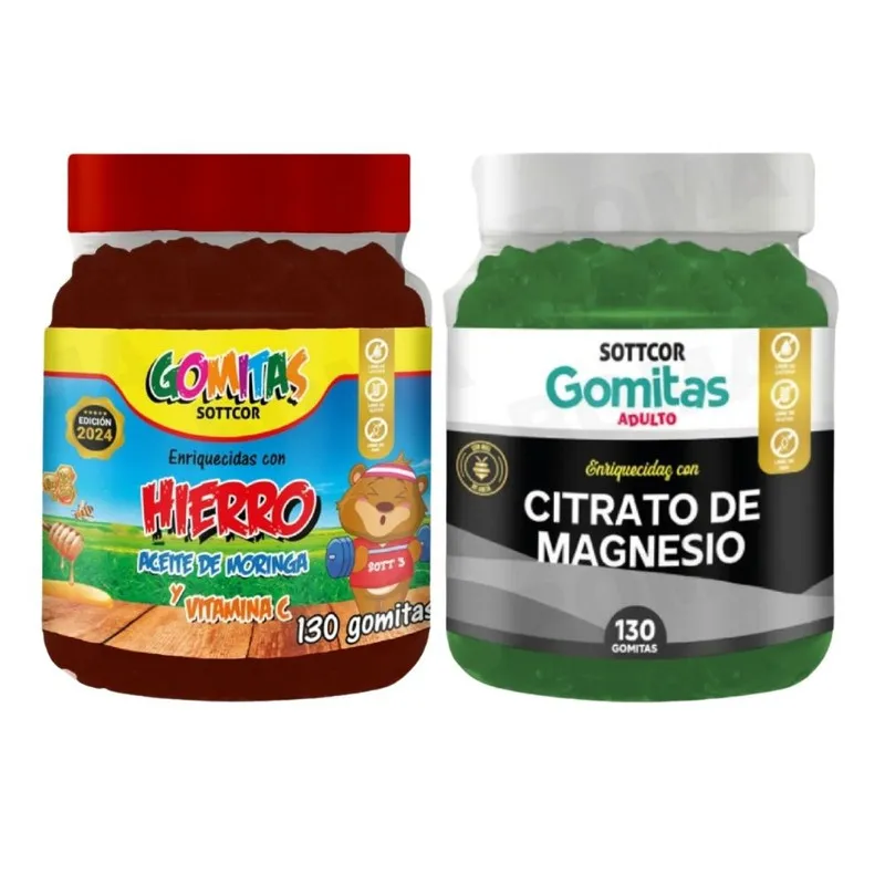 GENERICO - PACK 2 GOMITAS HIERRO NIÑOS  + CITRATO DE MAGNESIO ADULTO 260 UND