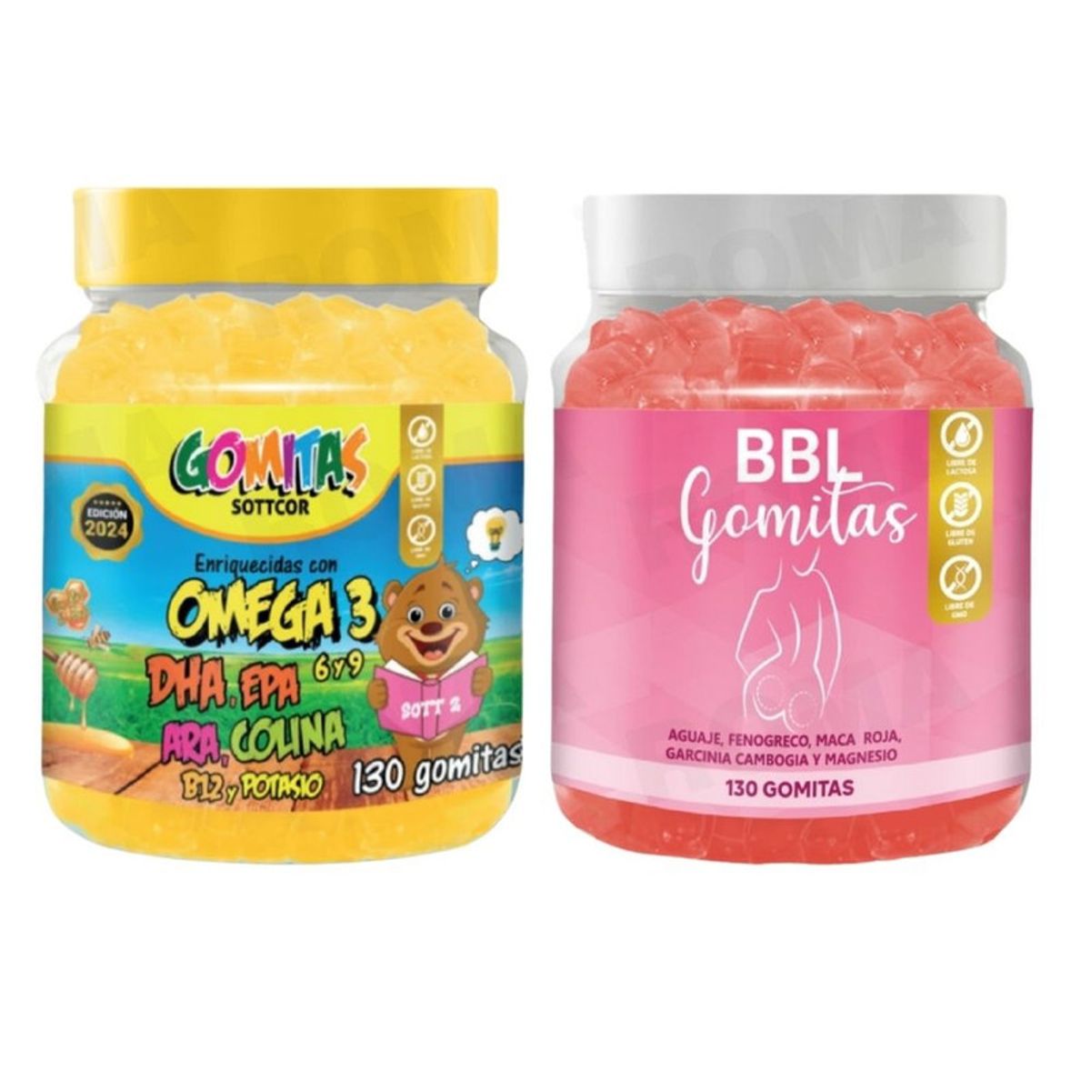 GENERICO - PACK 2 GOMITAS OMEGA 3 NIÑOS   + GOMITAS AGUAJE BBL 260 UND