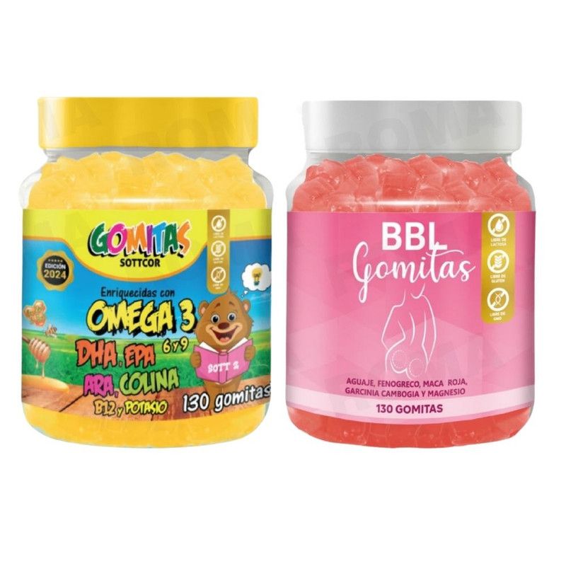 GENERICO - PACK 2 GOMITAS OMEGA 3 NIÑOS   + GOMITAS AGUAJE BBL 260 UND