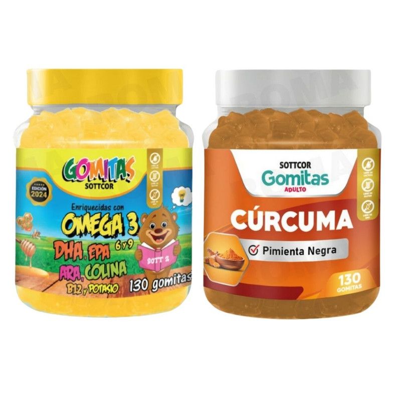 GENERICO - PACK 2 GOMITAS OMEGA 3 NIÑOS  + GOMITAS CÚRCUMA 260 UND
