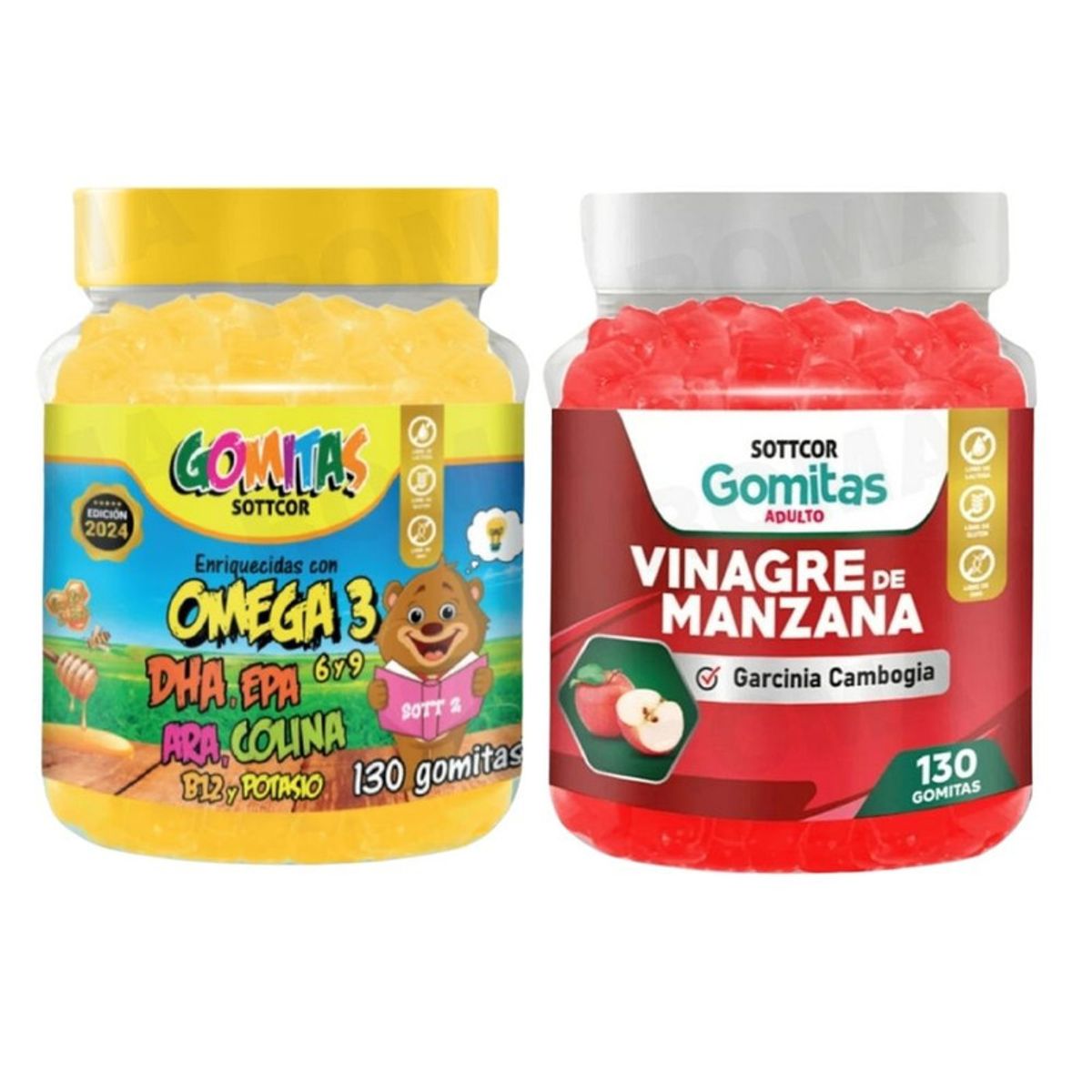 GENERICO - PACK 2 GOMITAS OMEGA 3 NIÑOS  + VINAGRE DE MANZANA 130 UND
