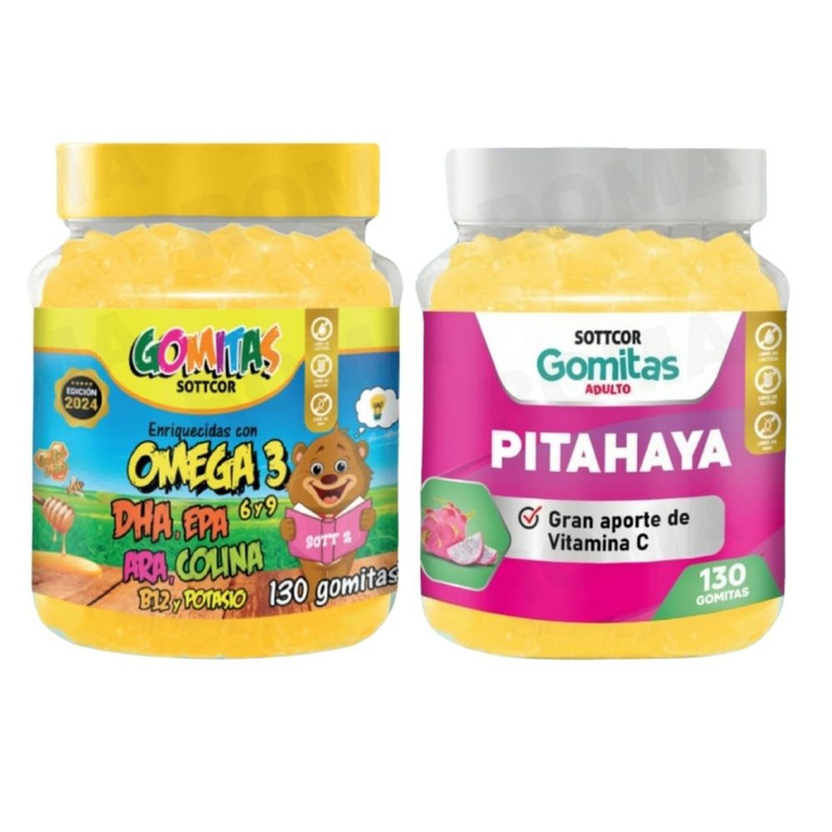 GENERICO - PACK 2 GOMITAS OMEGA 3 NIÑOS + PITAHAYA ADULTOS 130 UND