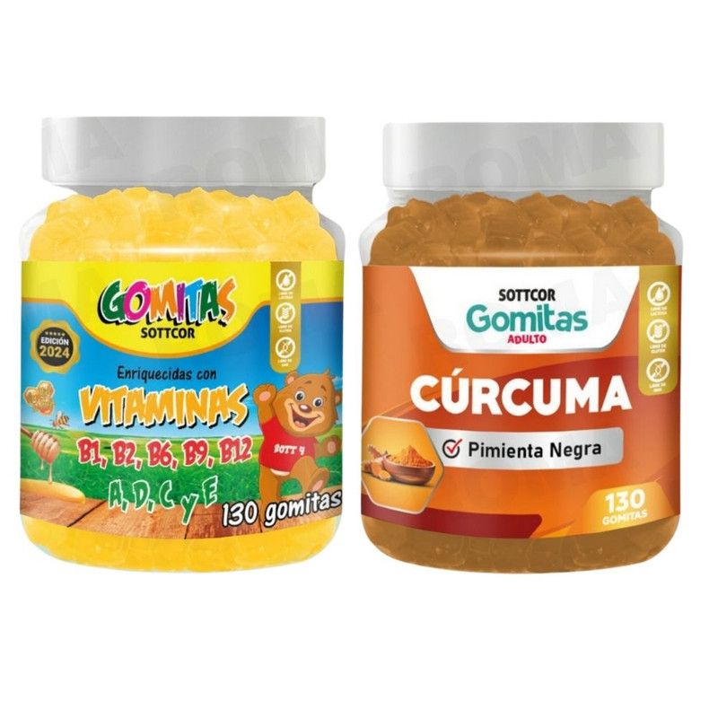 GENERICO - PACK 2 GOMITAS VITAMINAS PARA NIÑOS + GOMITAS CÚRCUMA 260 UND