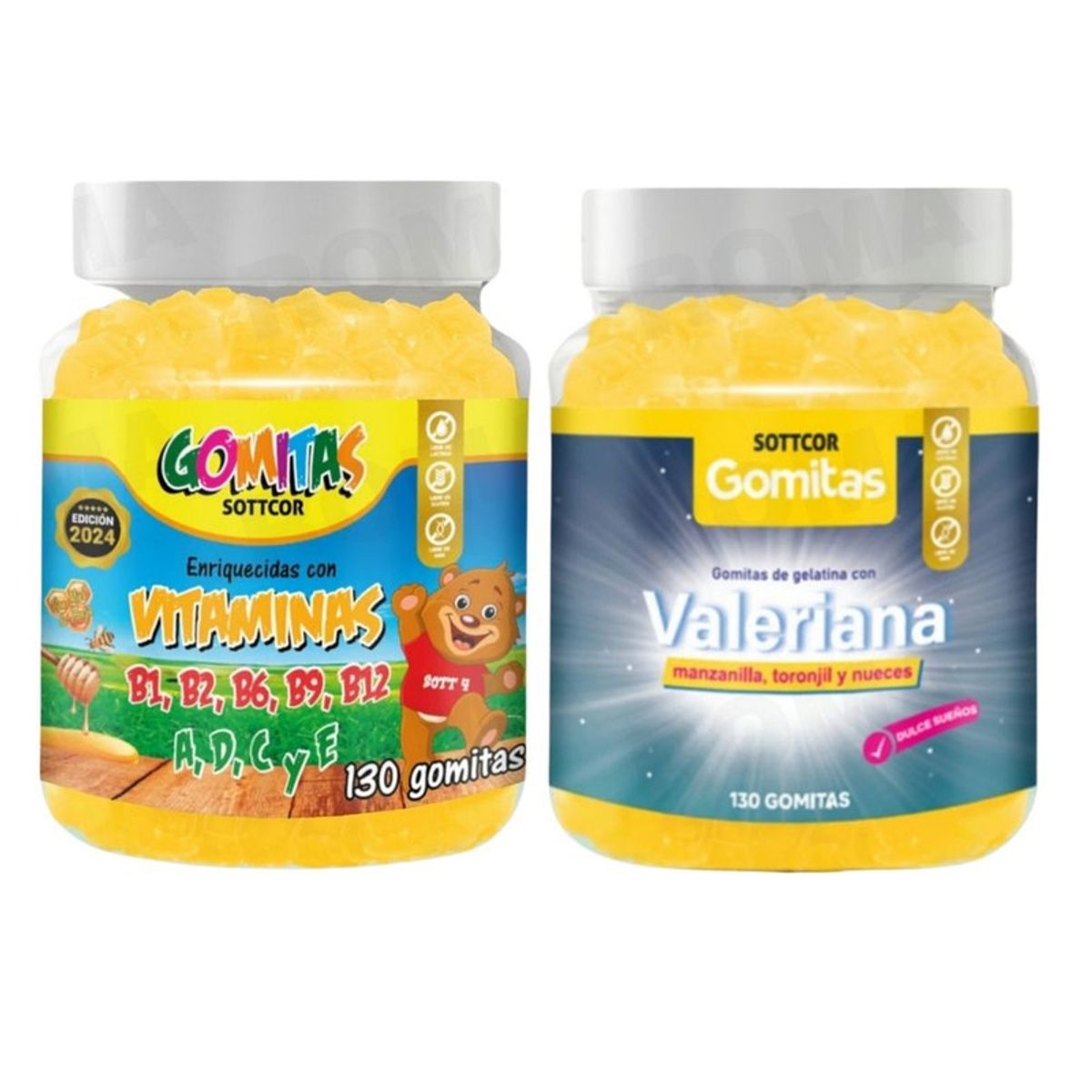 GENERICO - PACK 2 GOMITAS VITAMINAS PARA NIÑOS + GOMITAS VALERIANA ADULTOS 260UND