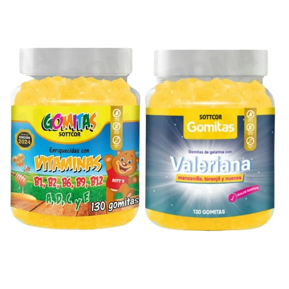 GENERICO - PACK 2 GOMITAS VITAMINAS PARA NIÑOS + GOMITAS VALERIANA ADULTOS 260UND