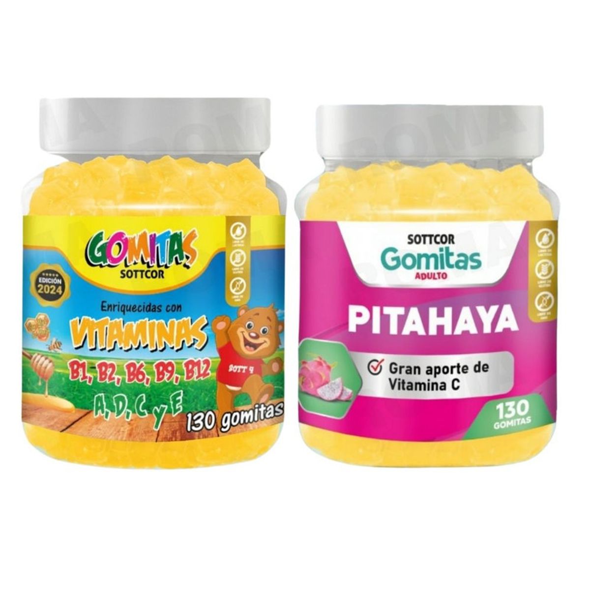 GENERICO - PACK 2 GOMITAS VITAMINAS PARA NIÑOS + PITAHAYA ADULTOS 130 UND