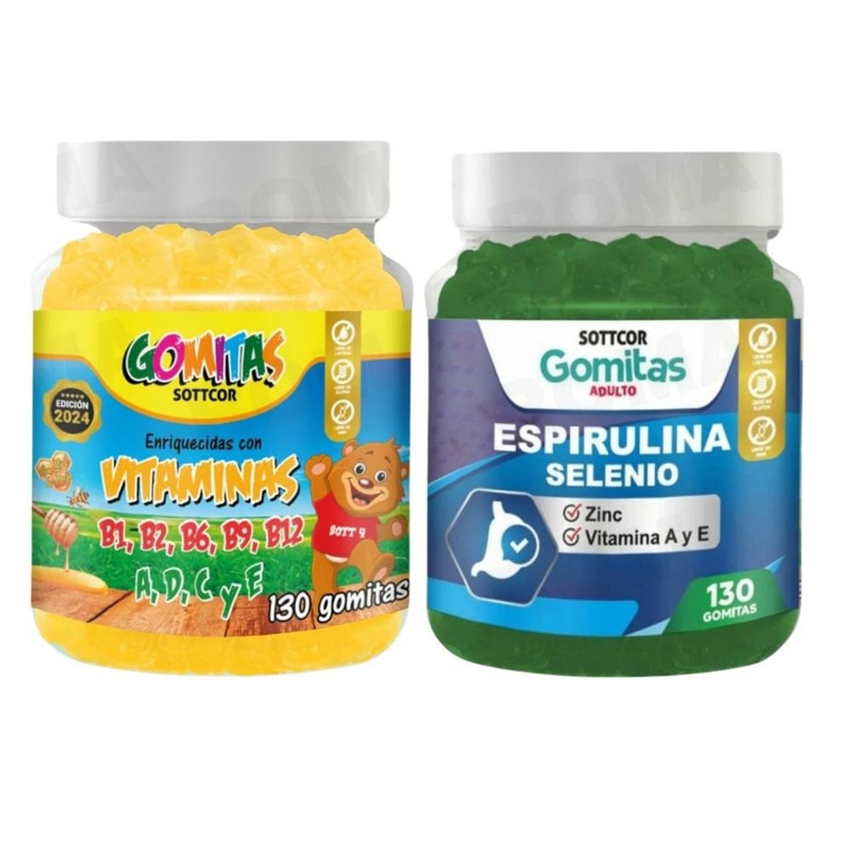 GENERICO - PACK 2 GOMITAS VITAMINAS PARA NIÑOS + ESPIRULINA ADULTOS 260 UND