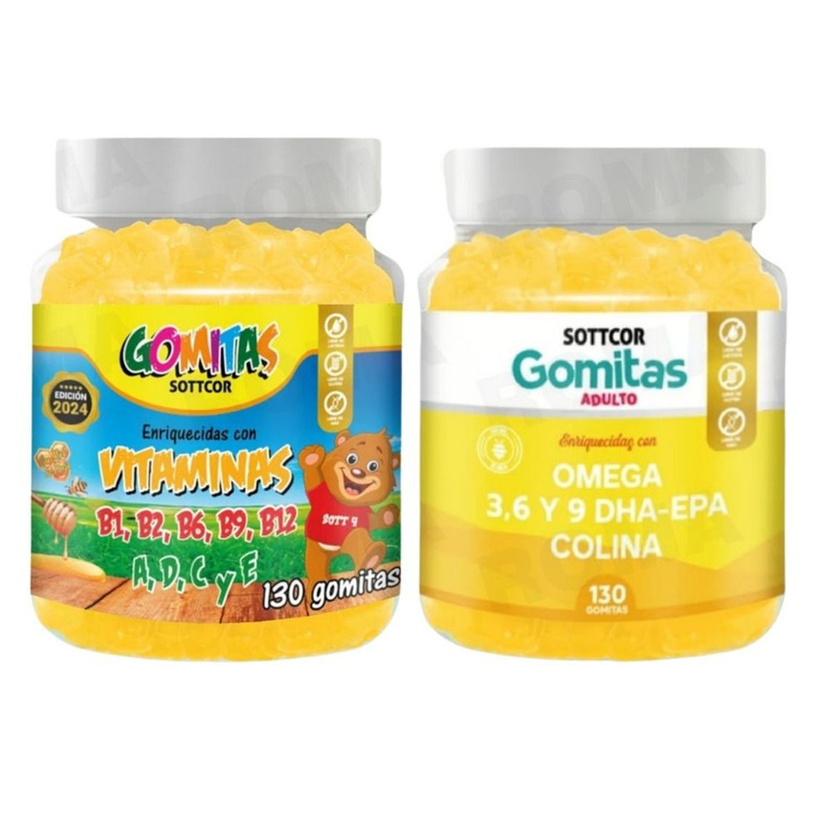 GENERICO - PACK 2 GOMITAS VITAMINAS PARA NIÑOS + OMEGA 3 ADULTO 260 UND