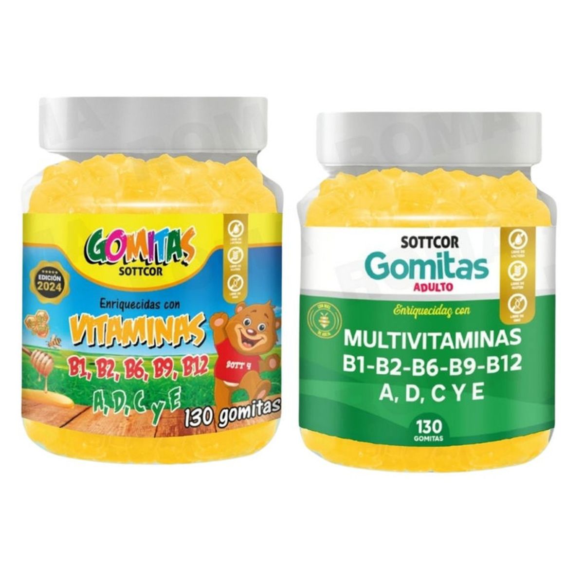 GENERICO - PACK 2 GOMITAS VITAMINAS PARA NIÑOS + MULTIVITAMINAS ADULTOS 260 UND