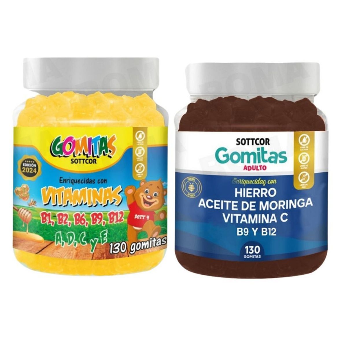 GENERICO - PACK 2 GOMITAS VITAMINAS PARA NIÑOS + HIERRO ADULTOS 260 UND