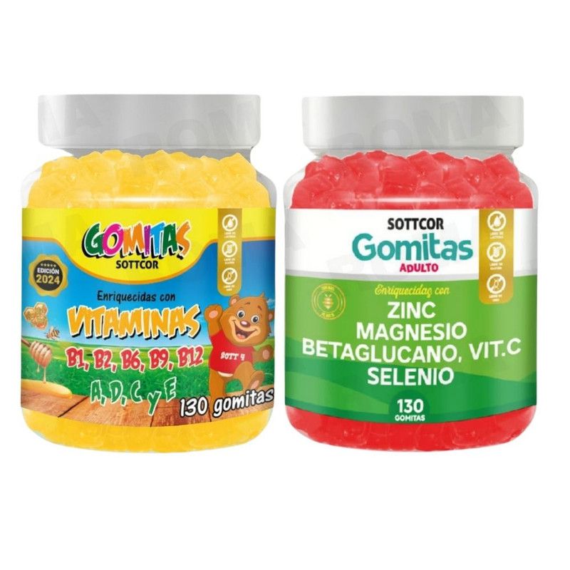 GENERICO - PACK 2 GOMITAS VITAMINAS PARA NIÑOS + ZINC ADULTO 260 UND