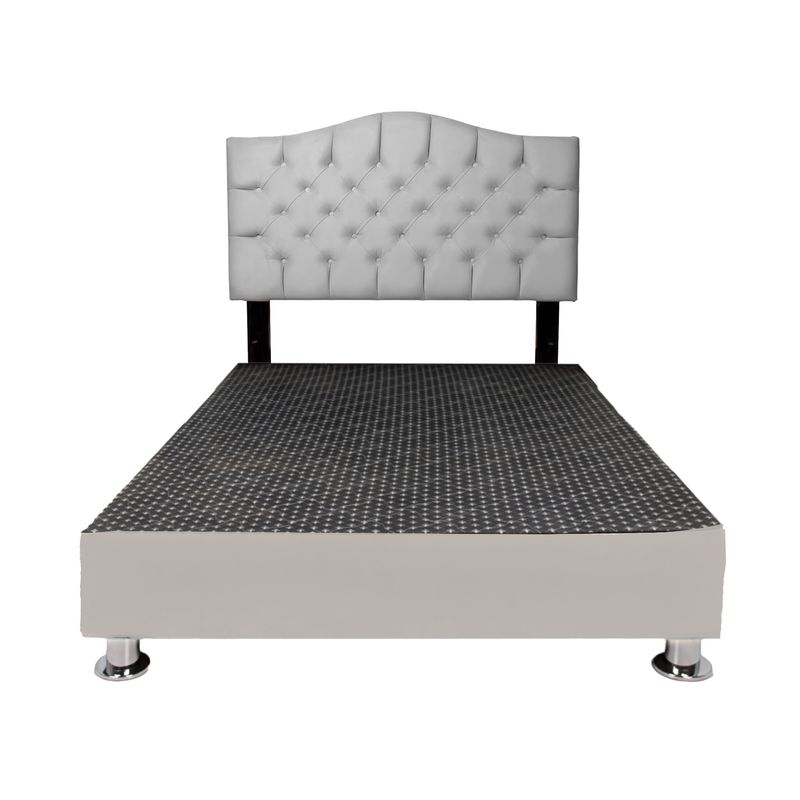 MUEBLES MACRUMO - Cama tapizada Varsovia - 1.5 Plz - Color Gris Claro