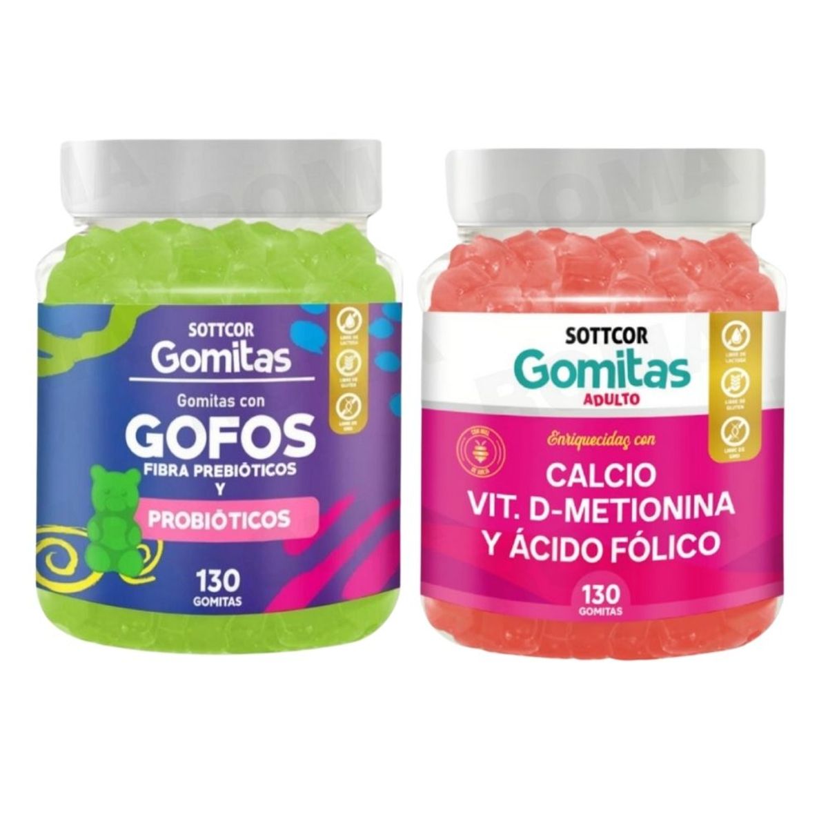 GENERICO - PACK 2 GOMITAS GOFOS PARA NIÑOS + CALCIO ADULTOS 130 UND