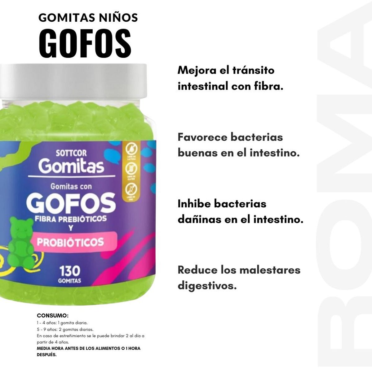 GENERICO - PACK 2 GOMITAS GOFOS PARA NIÑOS + CALCIO ADULTOS 130 UND