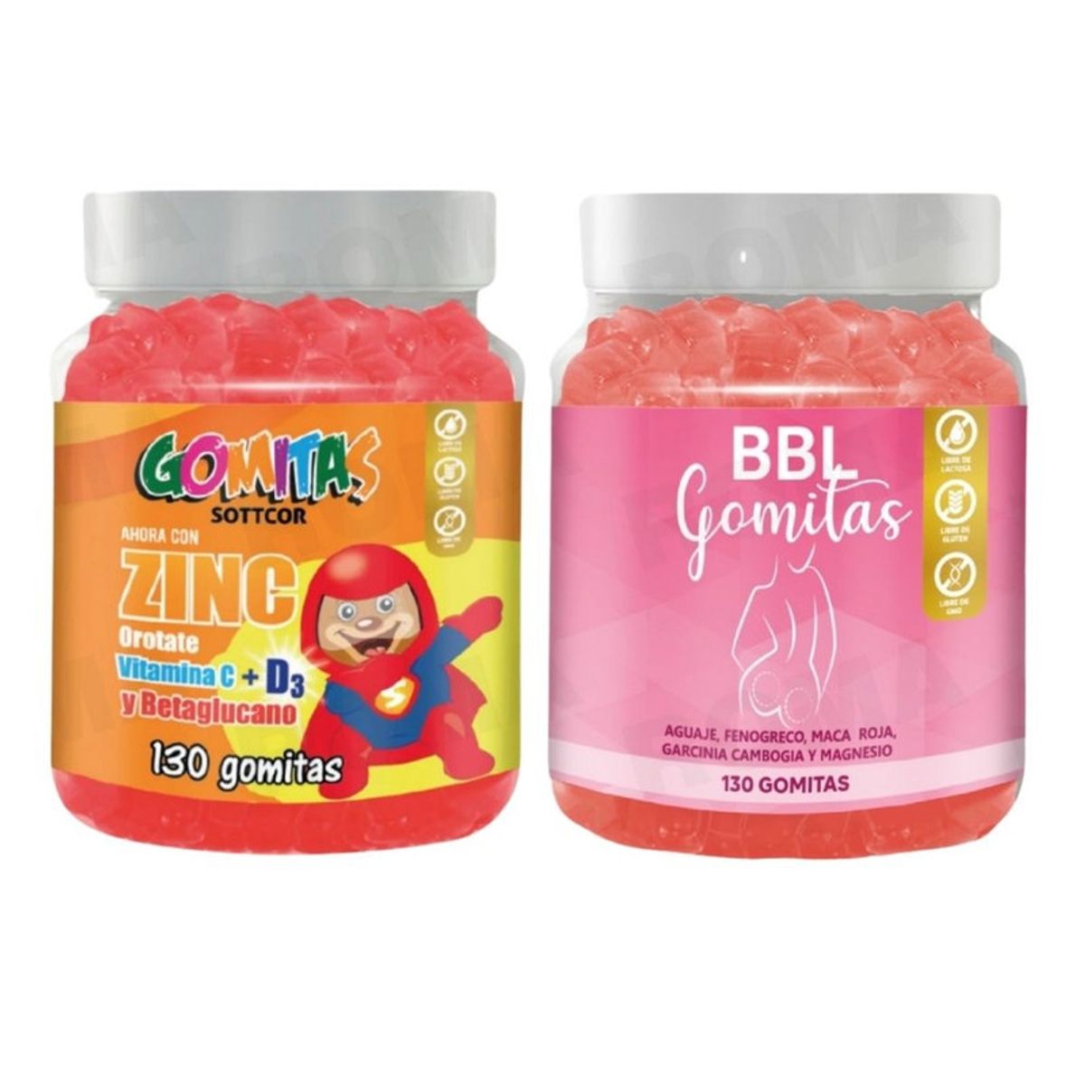 GENERICO - PACK 2 GOMITAS ZINC OROTATE NIÑOS 130UND + GOMITAS AGUAJE BBL 130UND