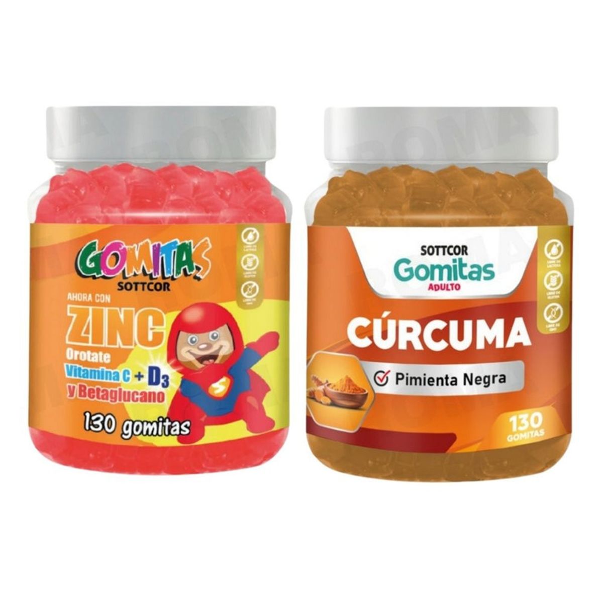 GENERICO - PACK 2 GOMITAS ZINC OROTATE NIÑOS 130UND + GOMITAS CÚRCUMA 130UND
