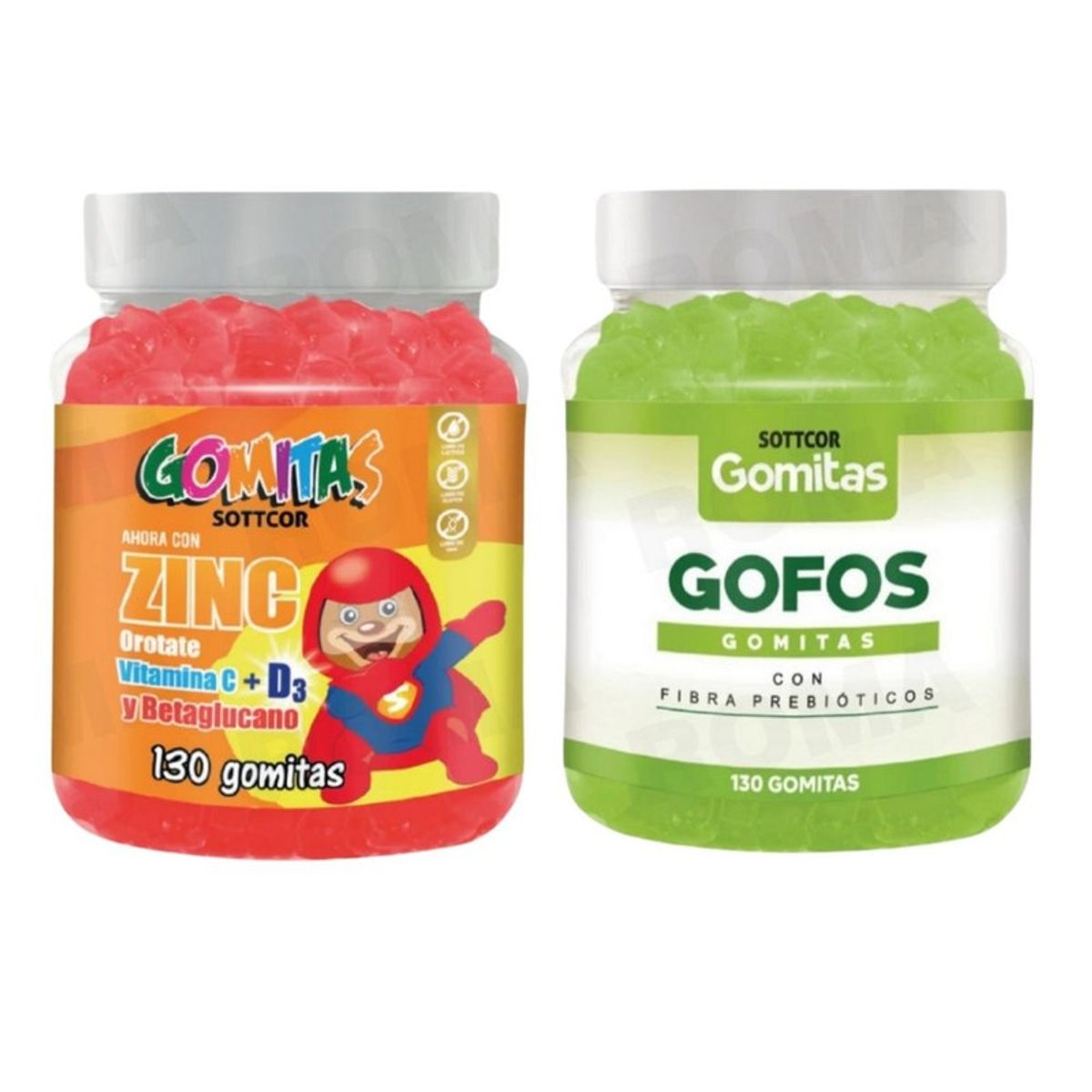 GENERICO - PACK 2 GOMITAS ZINC OROTATE NIÑOS 130UND + GOMITAS GOFOS 130UND