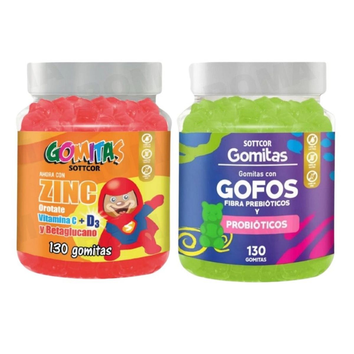 GENERICO - PACK 2 GOMITAS ZINC OROTATE NIÑOS 130UND + GOMITAS GOFOS NIÑOS 130UND