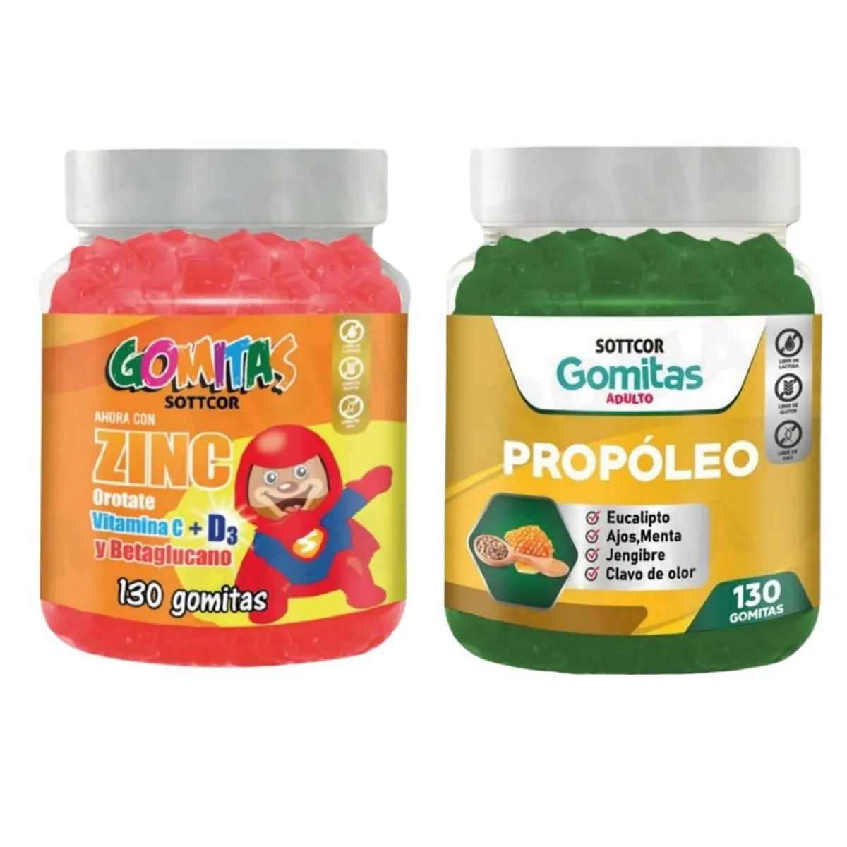 GENERICO - PACK 2 GOMITAS ZINC OROTATE NIÑOS 130UND + GOMITAS PROPÓLEO 130UND