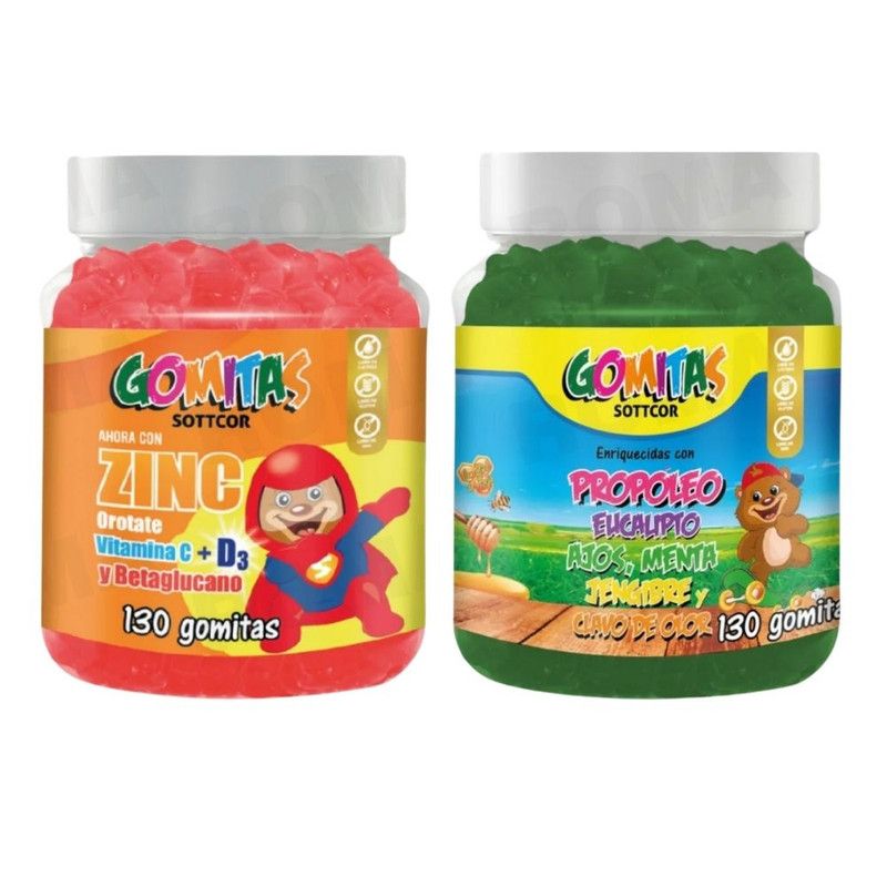 GENERICO - PACK 2 GOMITAS ZINC OROTATE NIÑOS + GOMITAS PROPÓLEO NIÑOS
