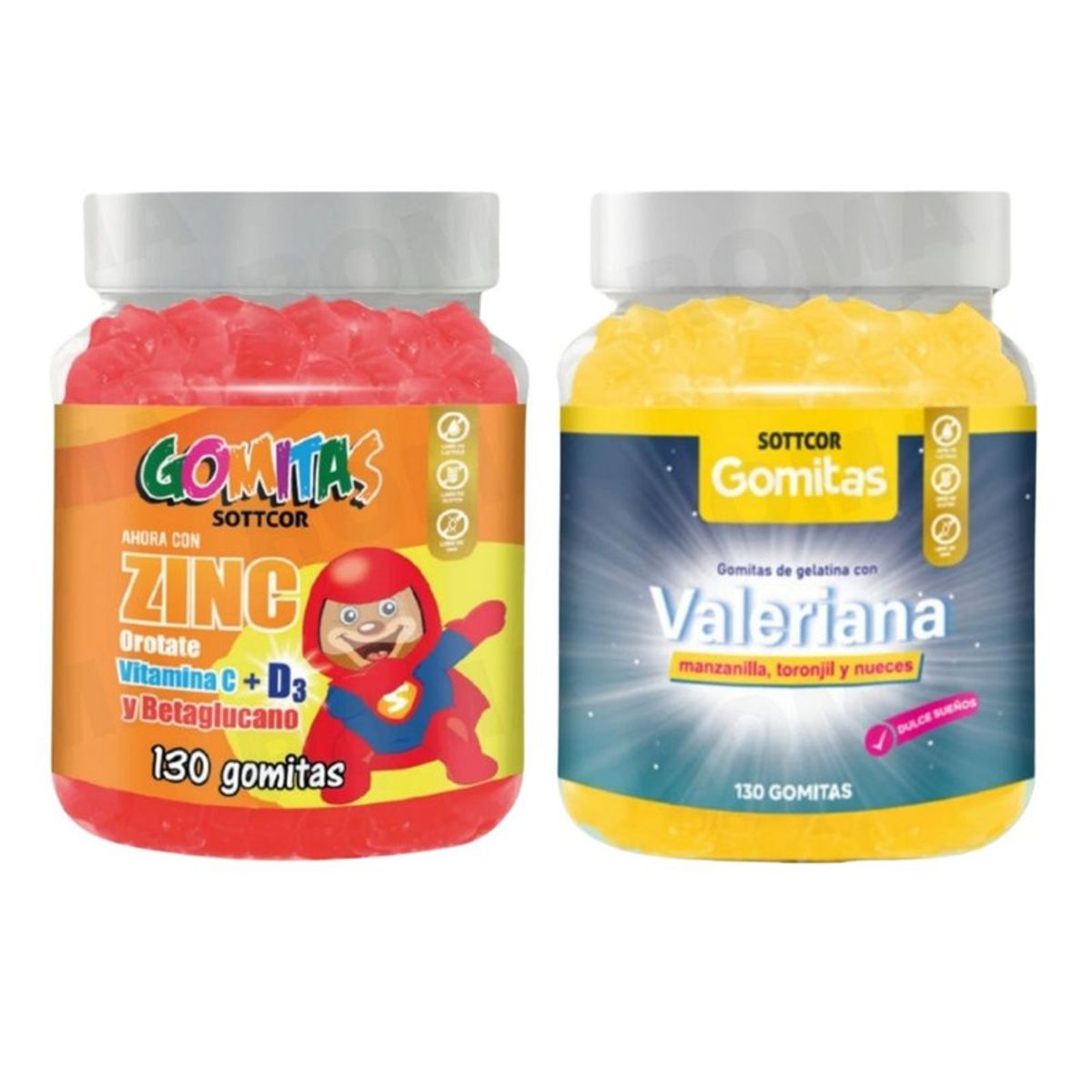 GENERICO - PACK 2 GOMITAS ZINC OROTATE NIÑOS 130UND + GOMITAS VALERIANA 130UND