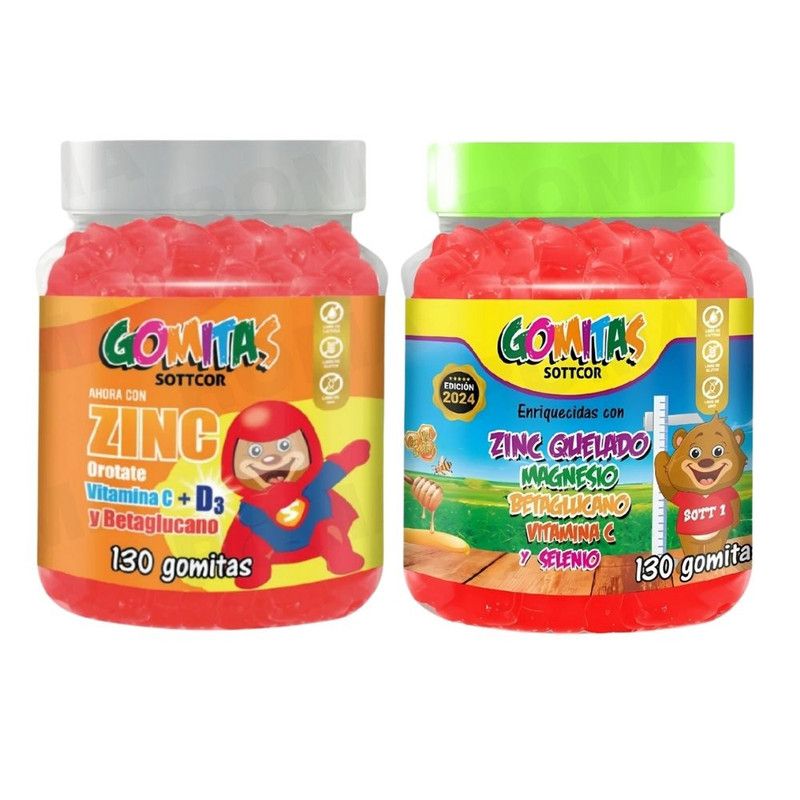 GENERICO - PACK 2 GOMITAS ZINC OROTATE NIÑOS 130UND + GOMITAS ZINC NIÑOS 130UND