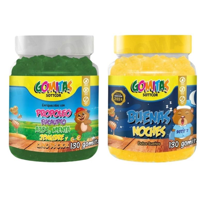 GENERICO - PACK 2 GOMITAS PROPÓLEO NIÑOS + GOMITAS BUENAS NOCHES NIÑOS 130UND