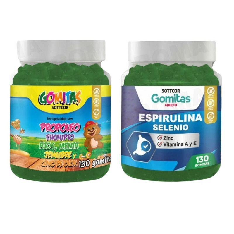 GENERICO - PACK 2 GOMITAS PROPÓLEO NIÑOS + GOMITAS ESPIRULINA SELENIO 130UND