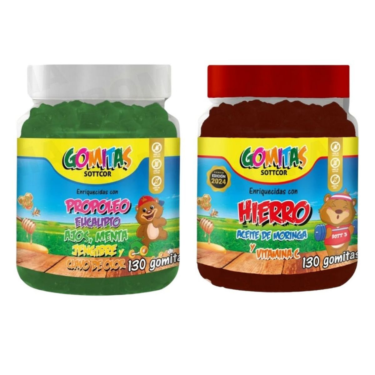 GENERICO - PACK 2 GOMITAS PROPÓLEO NIÑOS 130UND + GOMITAS HIERRO NIÑOS 130UND