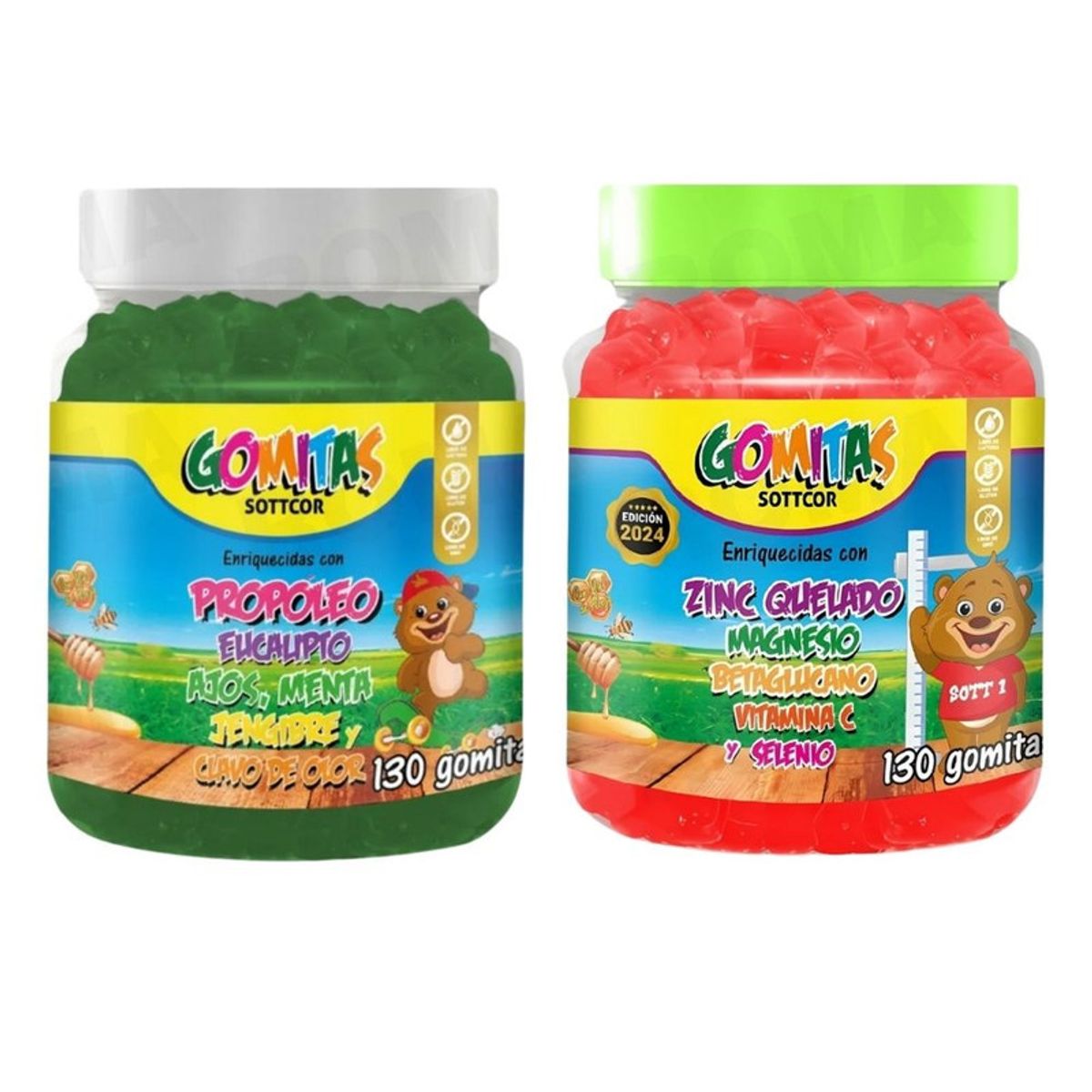 GENERICO - PACK 2 GOMITAS PROPÓLEO NIÑOS 130UND + GOMITAS ZINC NIÑOS 130UND