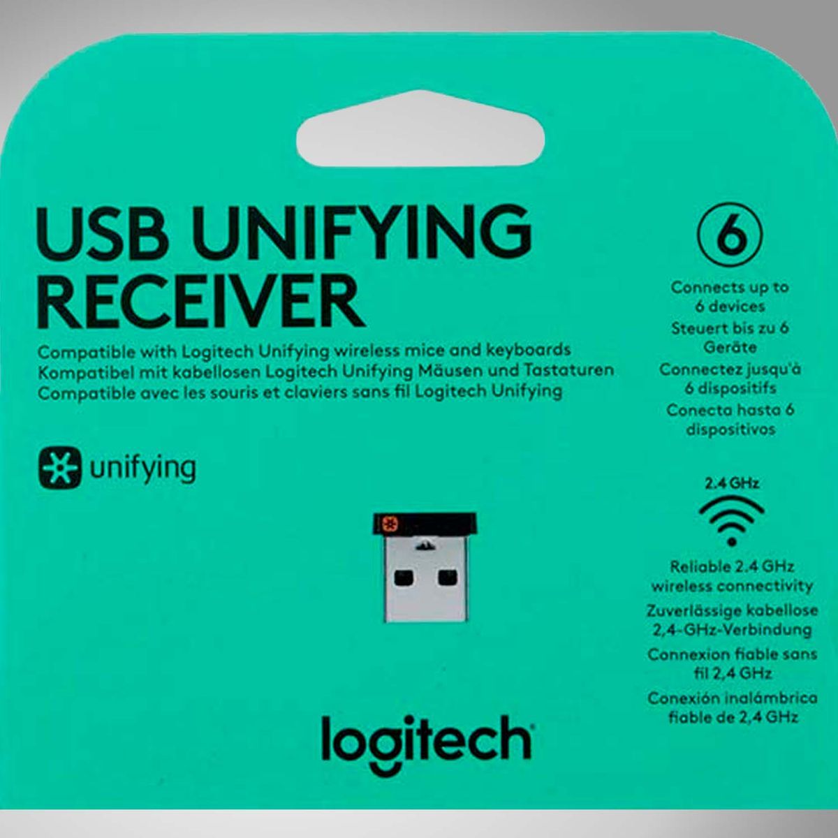LOGITECH - Receptor Logitech USB Unifying, hasta 6 dispositivos en Simultaneo