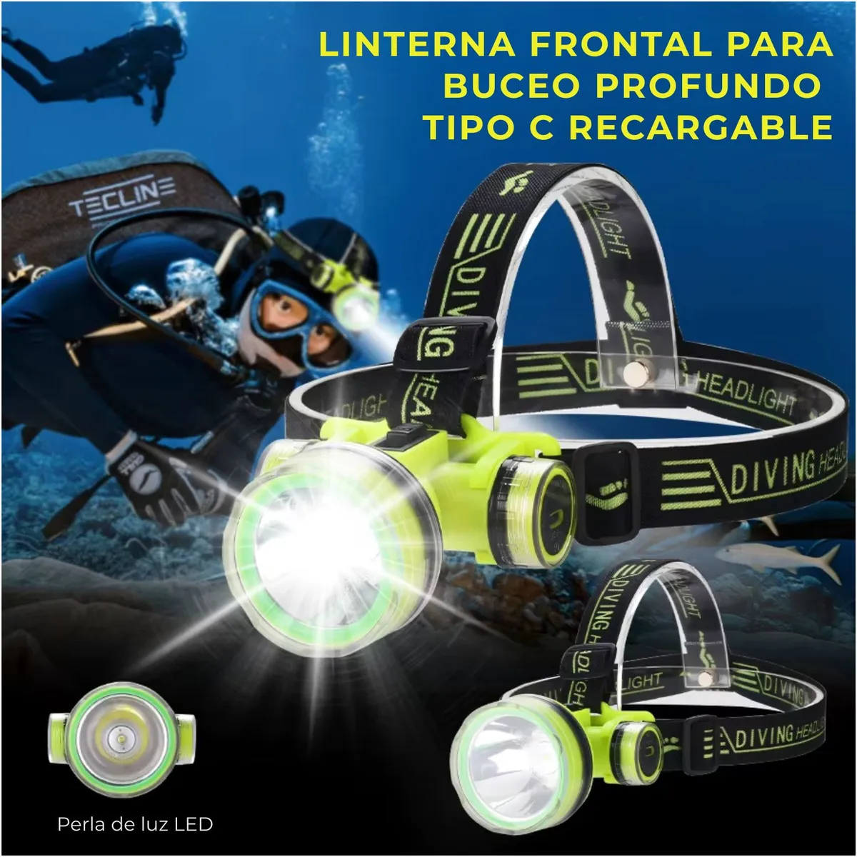CAFINI - Linterna Frontal Acuática Cafini LED 5W