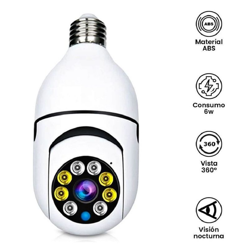 PREMIUM - Cámara Foco  Smart 360° de Seguridad Wifi con Visión Nocturna y Altavoz