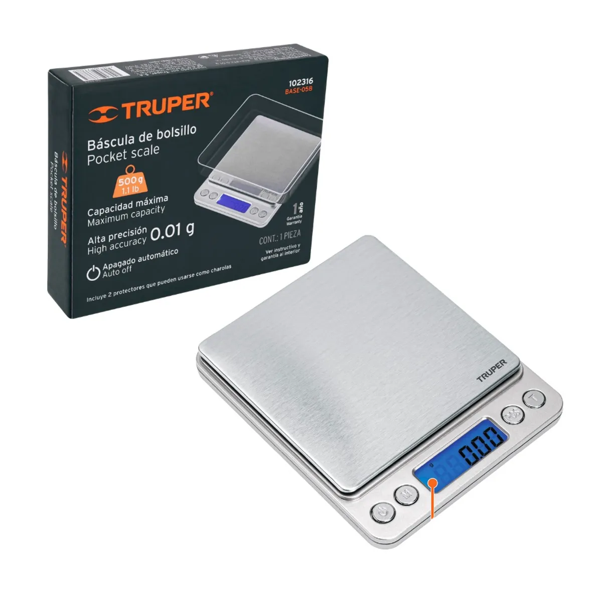 TRUPER - Balanza Electronica de Precision 0.01g/centesimal 500 g Truper BAS-05B