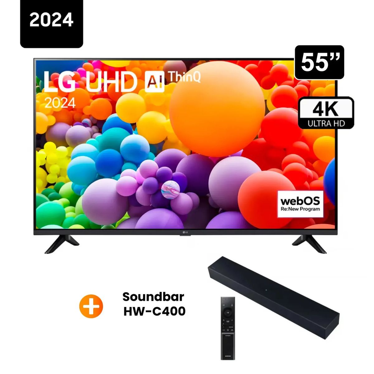 LG - Televisor LG 55 Pulg. LED Smart TV 4K UHD ThinQ AI 55UT7300 + Soundbar HW-C400