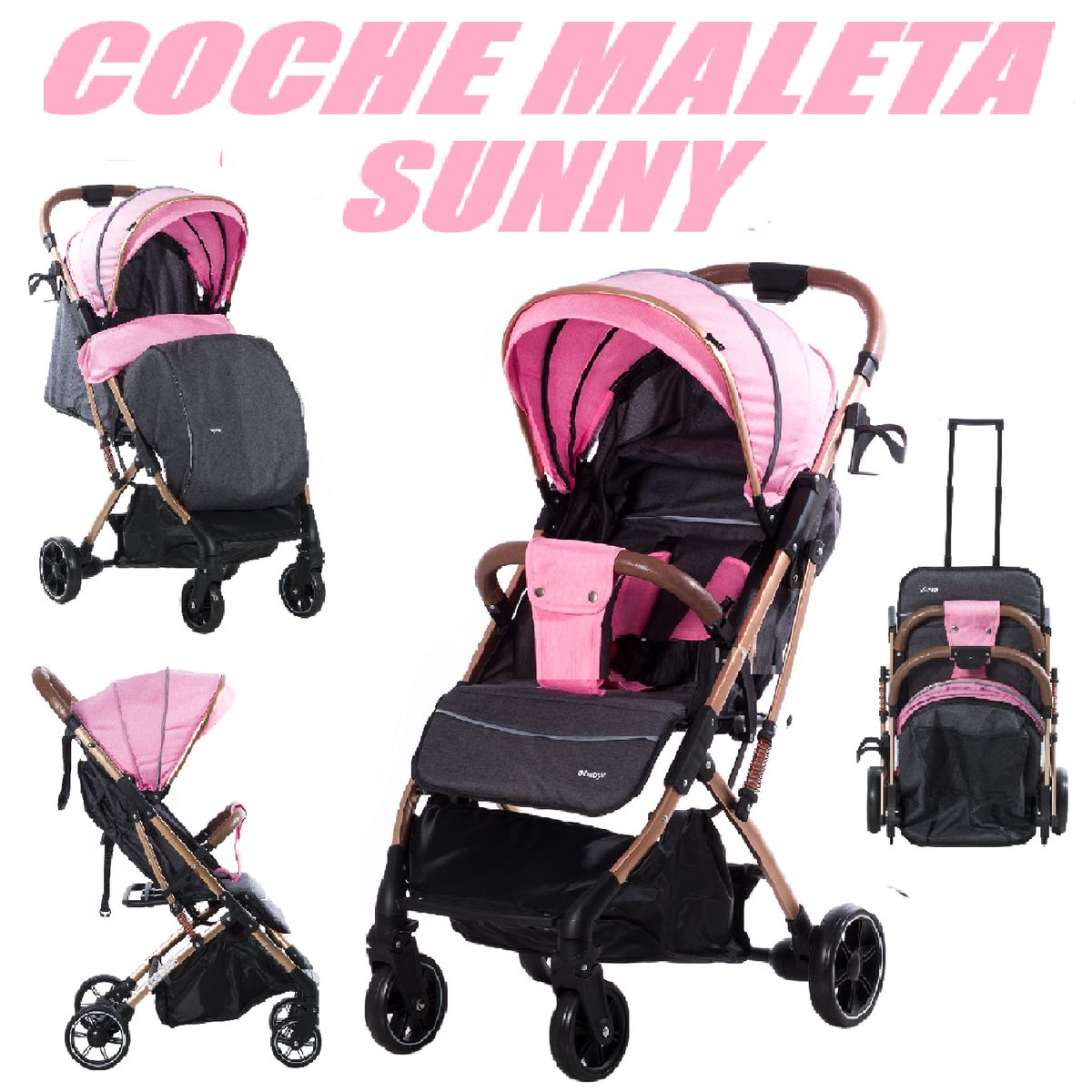 EBABY - Nuevo Coche de Paseo Maleta Ebaby Sunny -Rosado