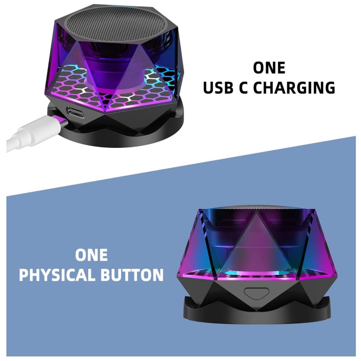 GENERICO - Altavoz Bluetooth Diamante EGKimBa con Luces LED