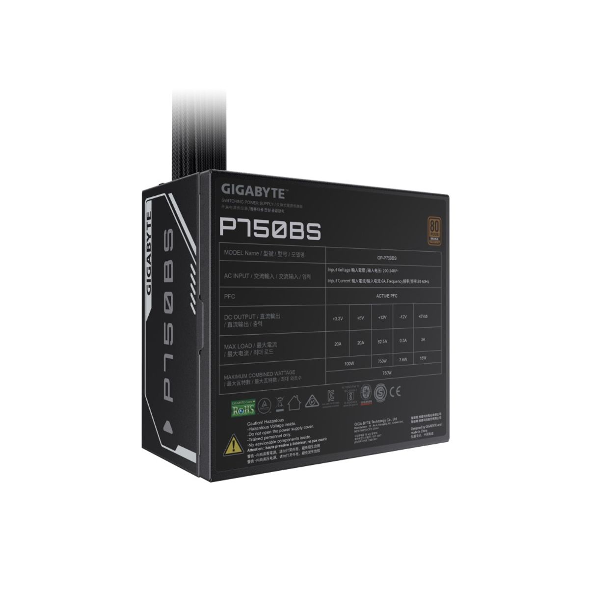 GIGABYTE - Fuente de Poder Gigabyte P750BS 750W 80 Plus Bronze ATX 120mm