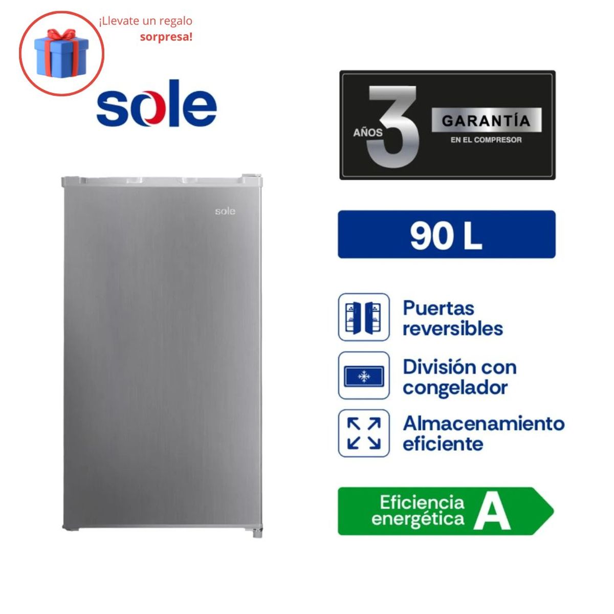 SOLE - Frigobar Sole Silver 90L
