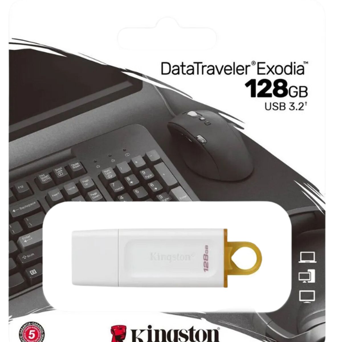 KINGSTON - Memoria USB 128 GB Kingston DataTraveler Exodia - BLANCO