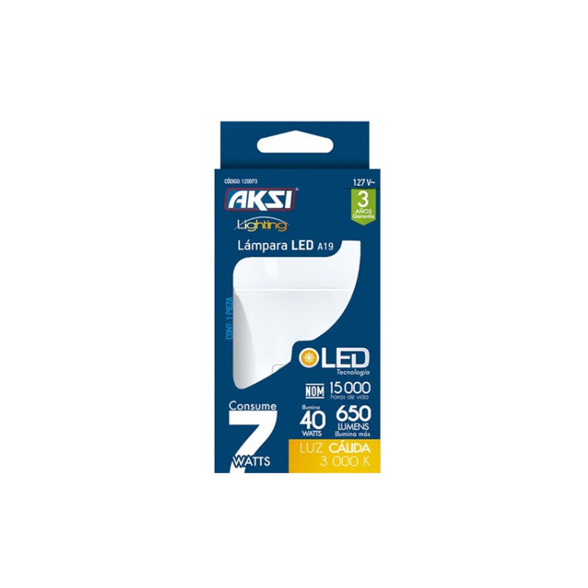 AKSI - Foco Led Aksi A19 7W Luz Cálida