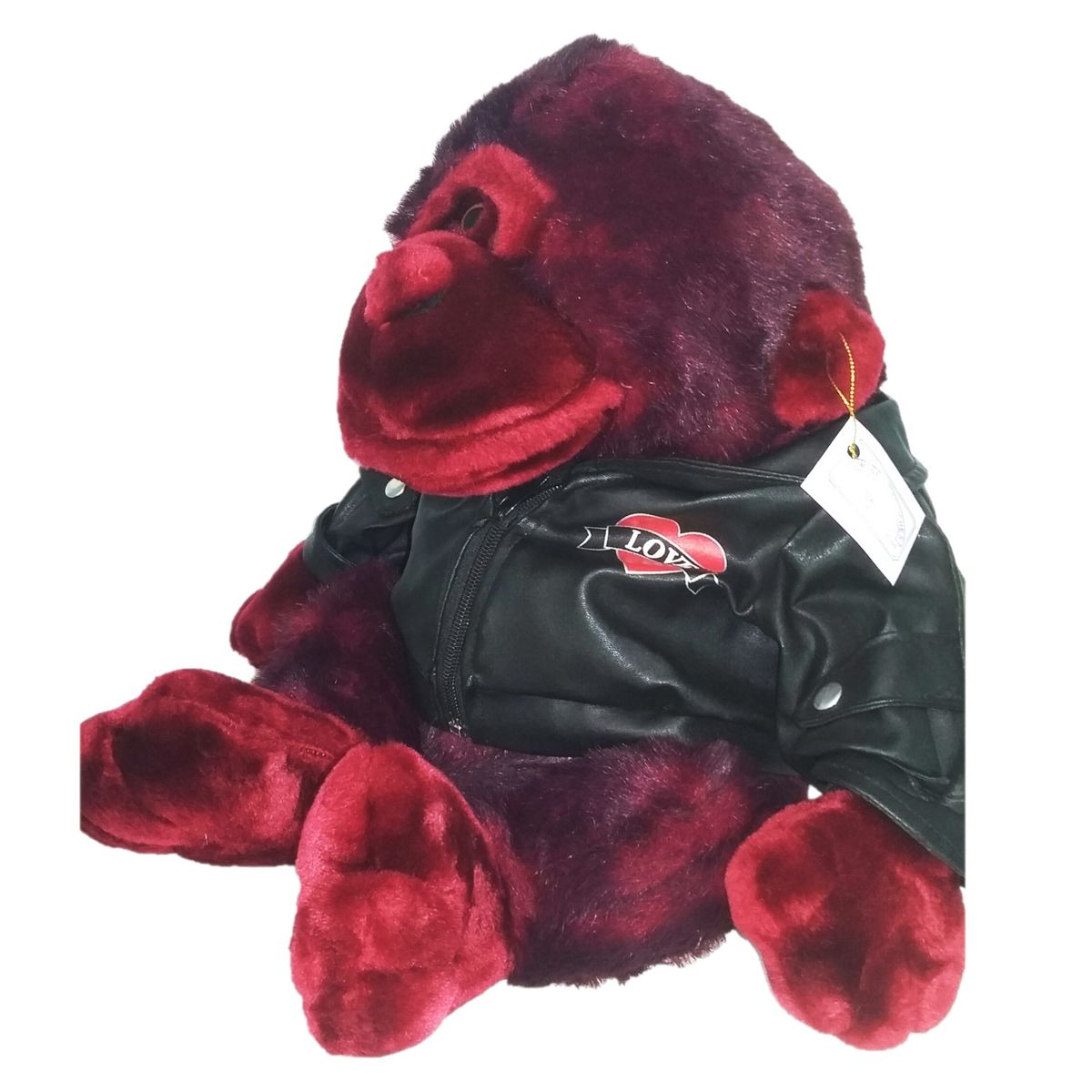 GENERICO - Peluche Mono Gorila Rojo Motociclista Rider Love 50cm