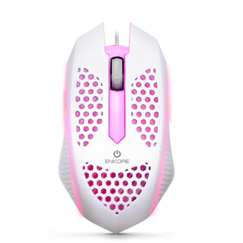 ENKORE - Mouse Gamer Alambrico LEVITRON EKM107 White USB ENKORE