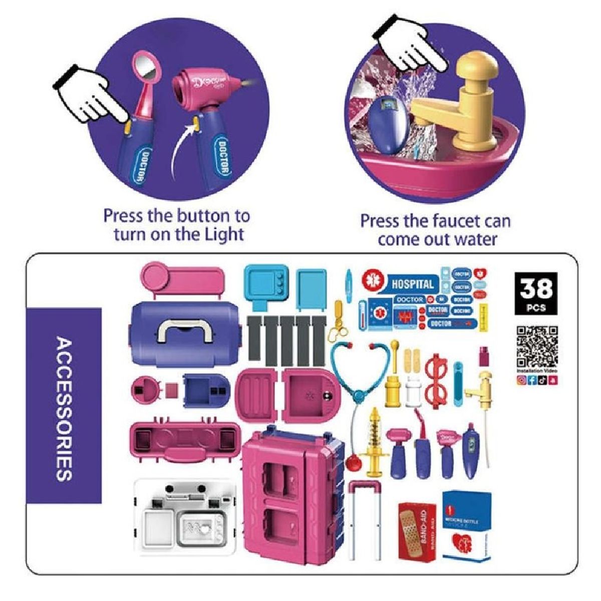 GENERICO - Kit de médico para niños 3en 1 con 38pzs RS